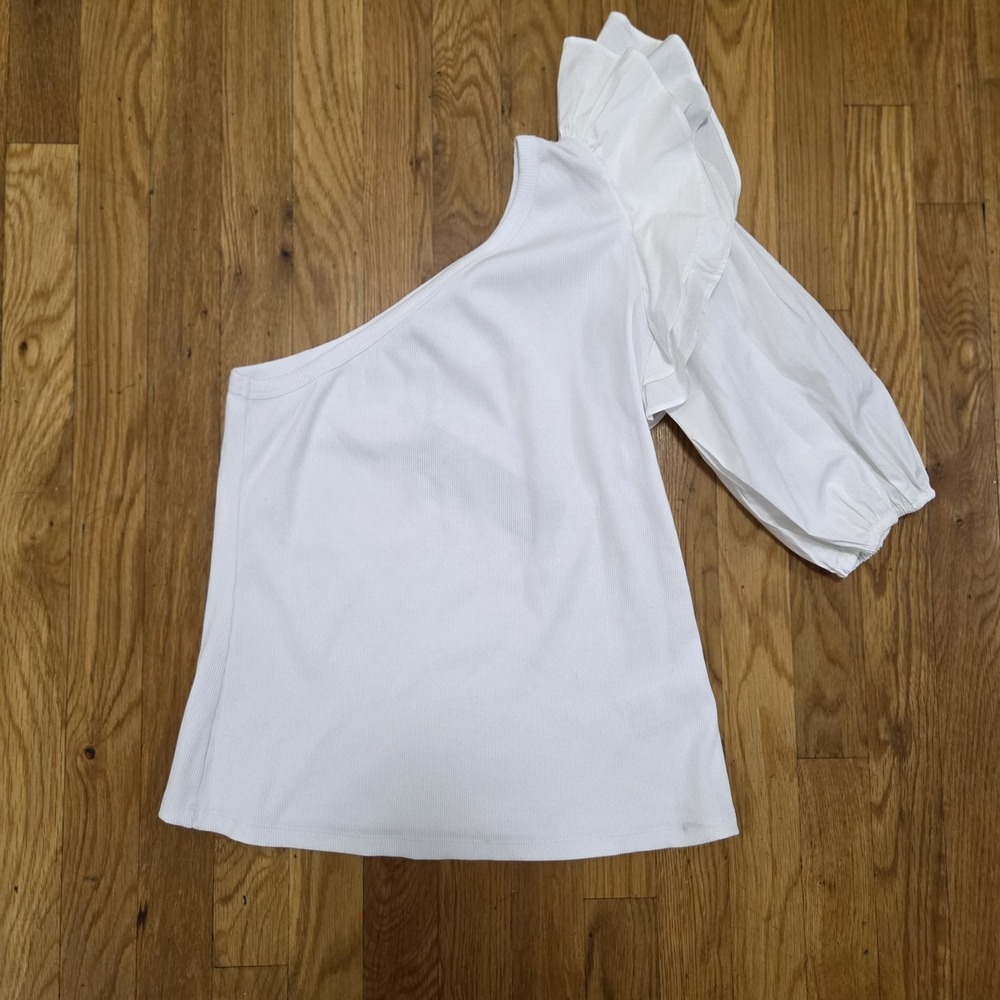 Veronica Beard Diantha Ribbed One Shoulder Blouse